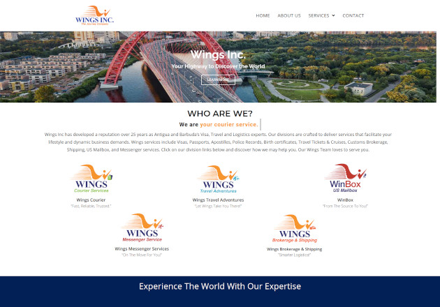 Wings Inc. Antigua Website Design by Anchor Monkey